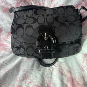 Coach Black Signature Crossbody Bag with Buckle